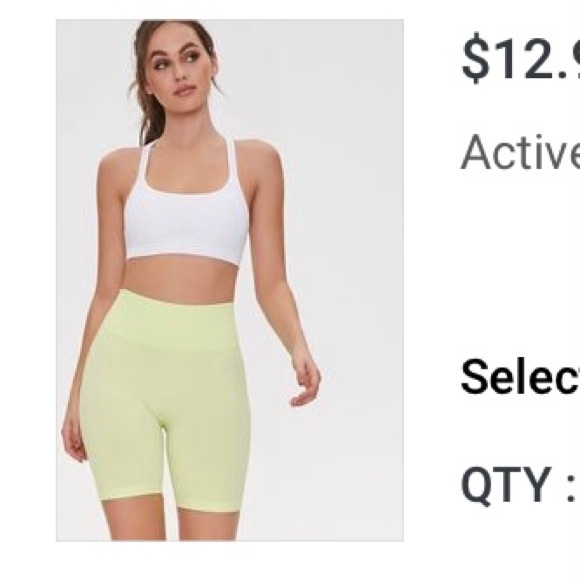Forever 21 Active Seamless Cropped Cami Biker Shorts Leggings Bundle Set Bright - Picture 8 of 16